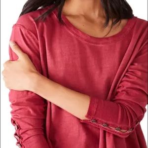 Free People Peony Button Sleeve Tee (NWT)